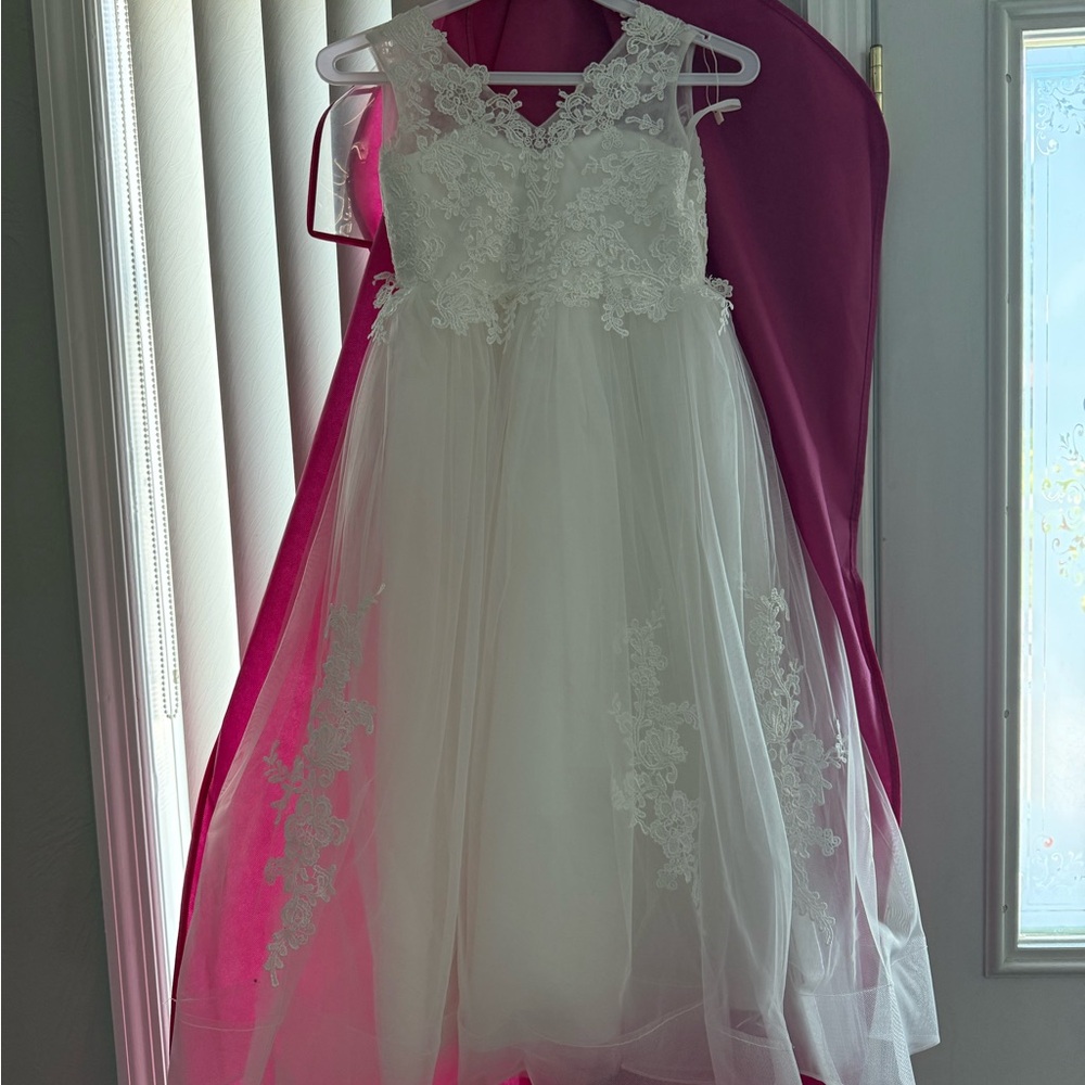 Elegant White Lace Kids Dress